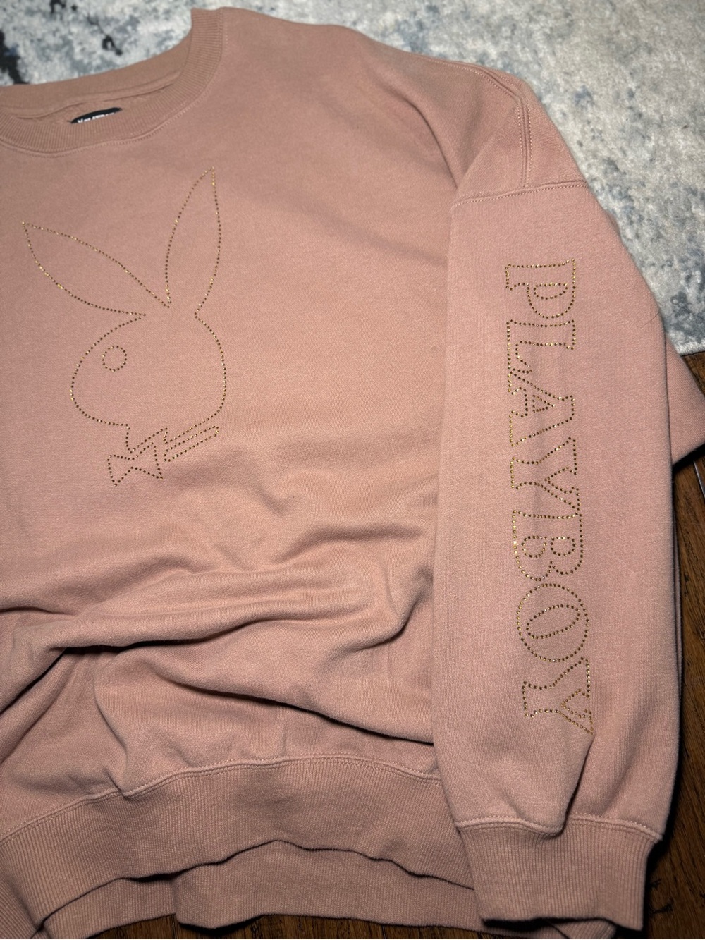 Playboy by PacSun Rhinestone Crewneck Sweatshirt Brown Size L